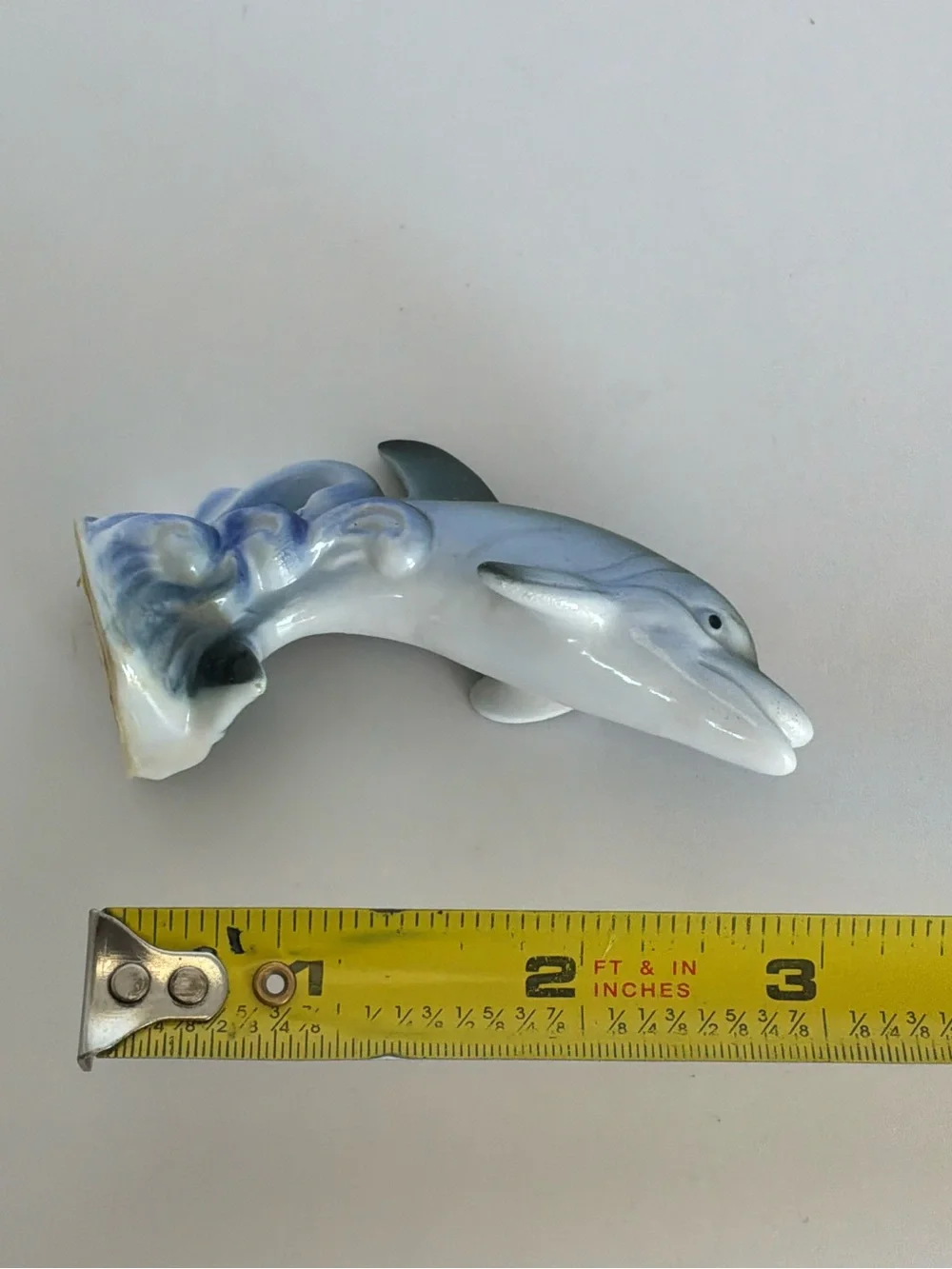 Vintage Blue Dolphin Ceramic Figurine - Decorative Home Accent